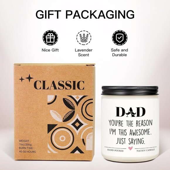 Soy Candle "DAD You're the reason I'm so awesome, just saying" - Picture 3 of 5